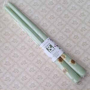 Place & Time Sage Green Floral Taper Candles - Set of 2
